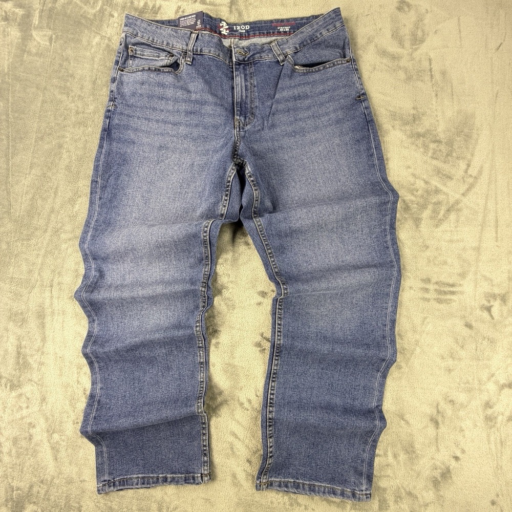NWT IZOD Saltwater Men's Straight Fit Stretch Jeans 36x30 Blue